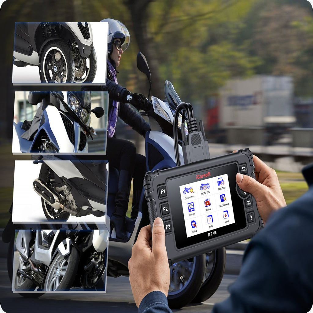 iCarsoft MT V6 Piaggio Motorcycle OBD2 Diagnostic DTC Clear ABS Bleed Live Data