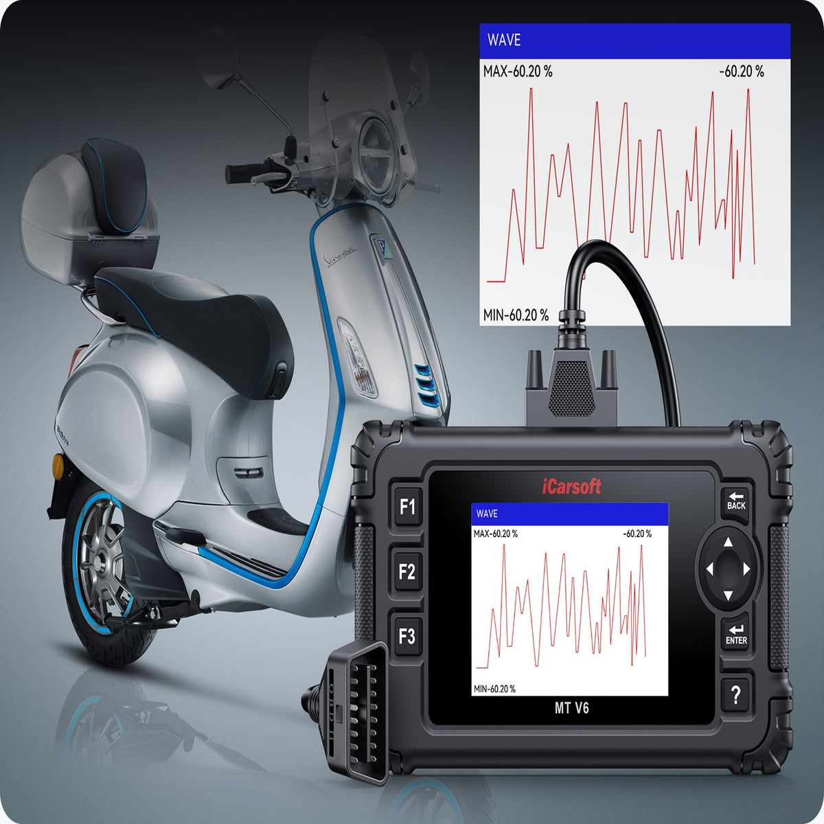 iCarsoft MT V6 Vespa OBDII ECU Reader ABS Bleed  Actuation Bi-Directional Test