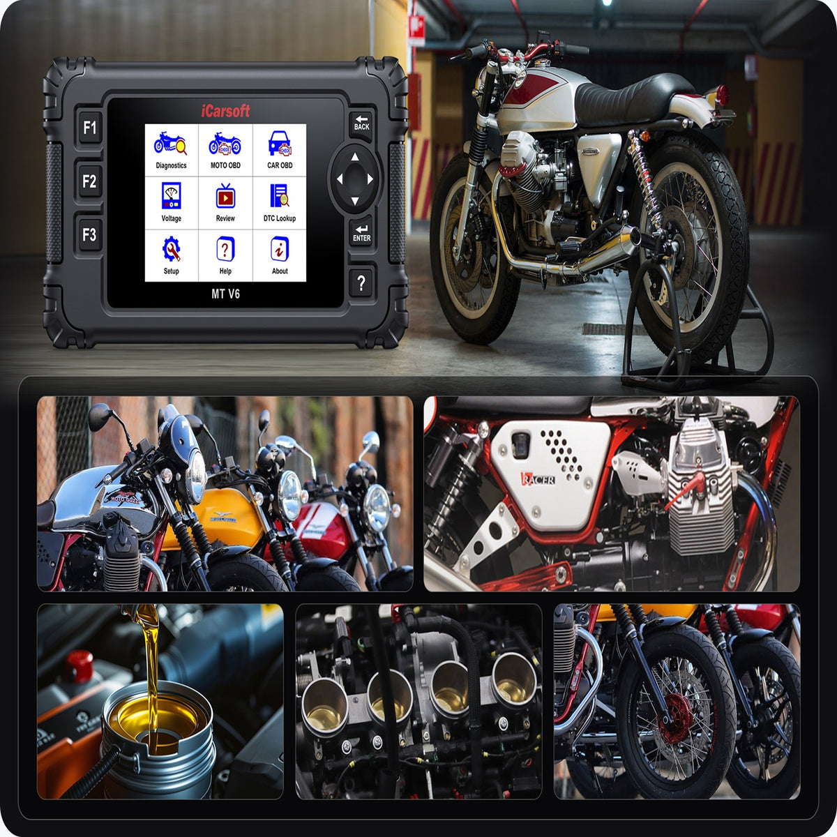 iCarsoft MT V6 Moto Guzzi OBD2 Diagnostic Scanner ECU ABS Bleed