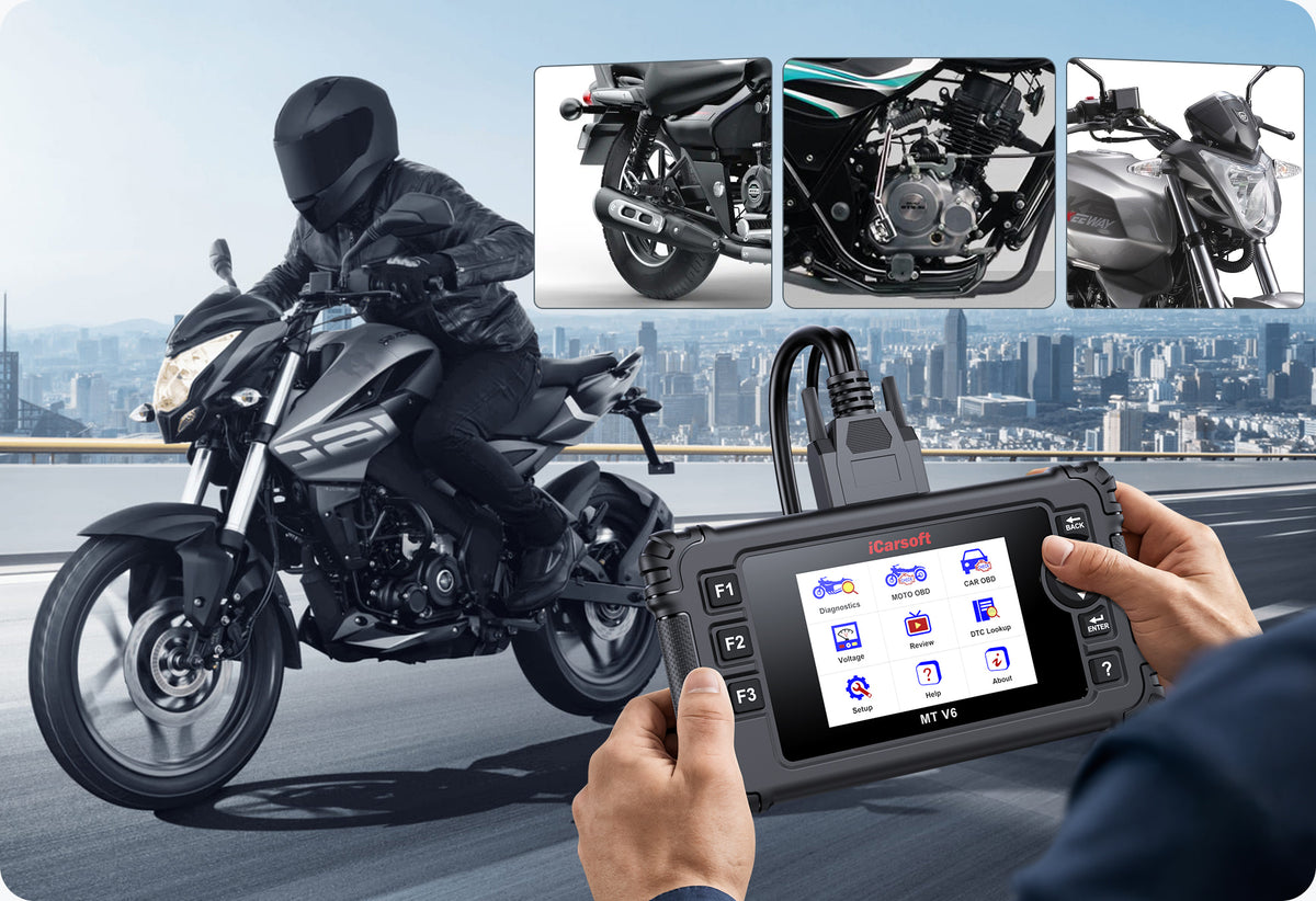 iCarsoft MT V6 2026 Bajaj Motorcycle Diagnostic Tool Full System OBD2 Scanner