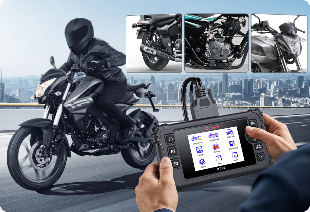 iCarsoft MT V6 2026 Bajaj Motorcycle Diagnostic Tool Full System OBD2 Scanner