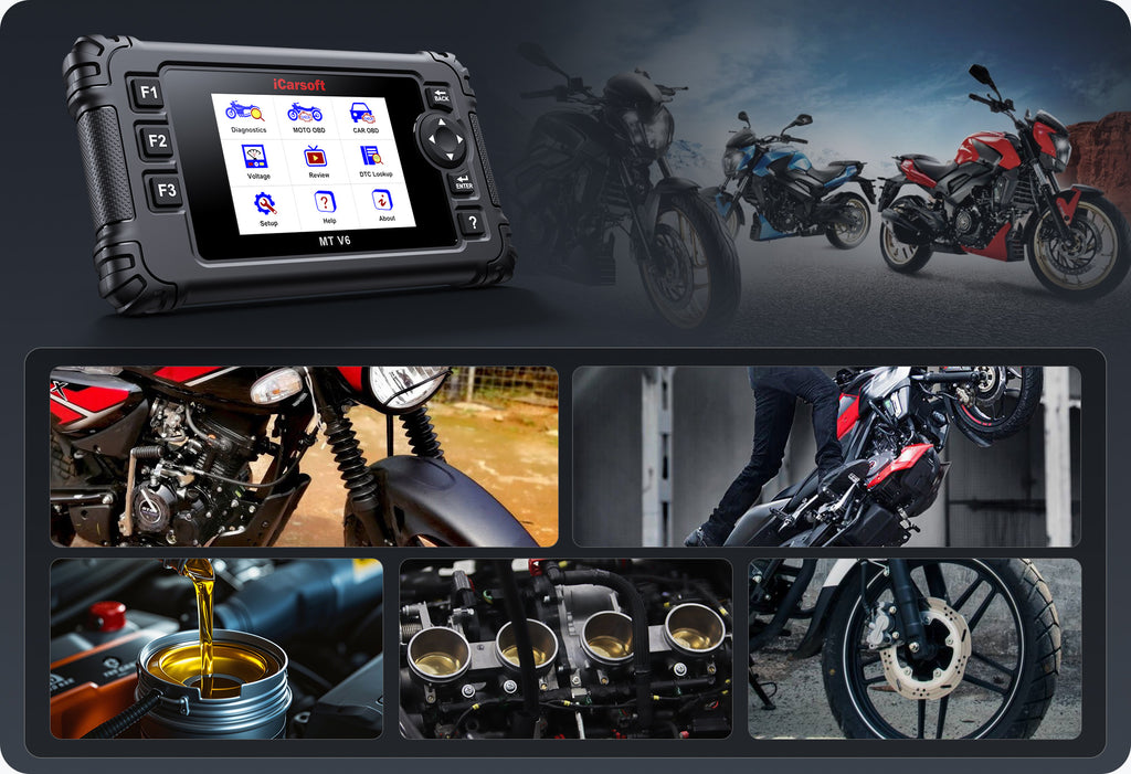 iCarsoft MT V6 2026 Bajaj Motorcycle Diagnostic Tool Full System OBD2 Scanner