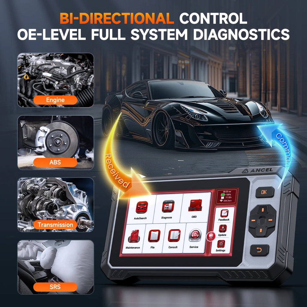 ANCEL FX6000 Bi-Directional OBD2 Scanner BS SRS Engine Transmission Free Updates