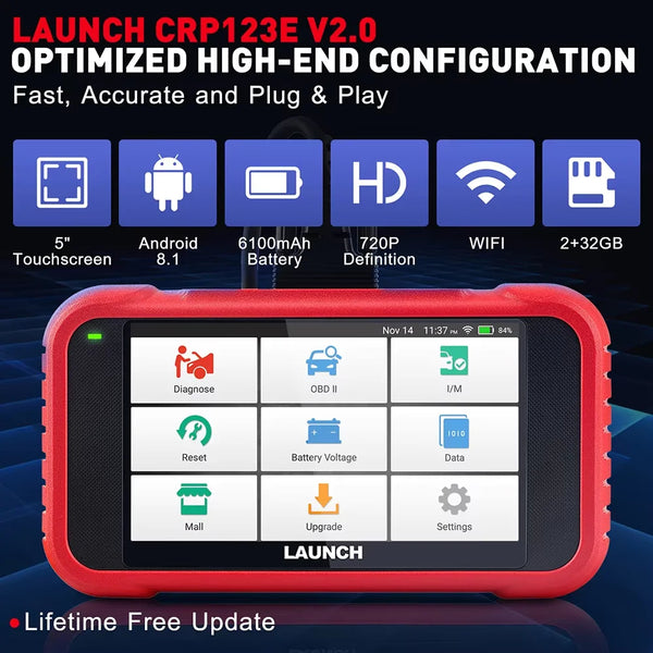2026 LAUNCH CRP123E V2.0 OBD2 Scanner ECU Coding Bi-Directional DoIP 38+ Reset