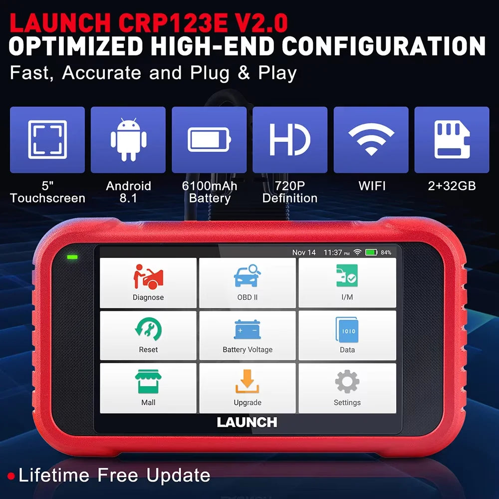 2026 LAUNCH CRP123E V2.0 OBD2 Scanner ECU Coding Bi-Directional DoIP 38+ Reset