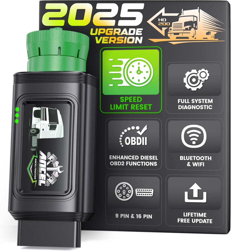 ANCEL HD200 Truck Scanner Bluetooth Tool for Cummins CAT OBD2 Speed Reset Code