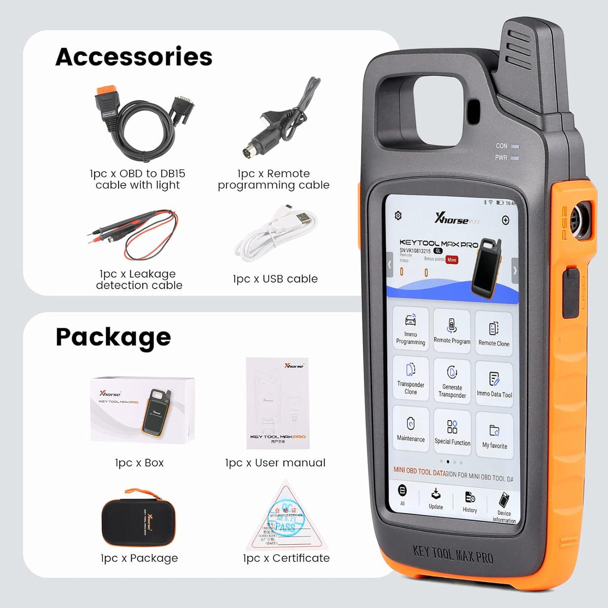 Xhorse Key Tool Max Professional Remote Key Tool ID48 96bit  Prog Mini ECU Read