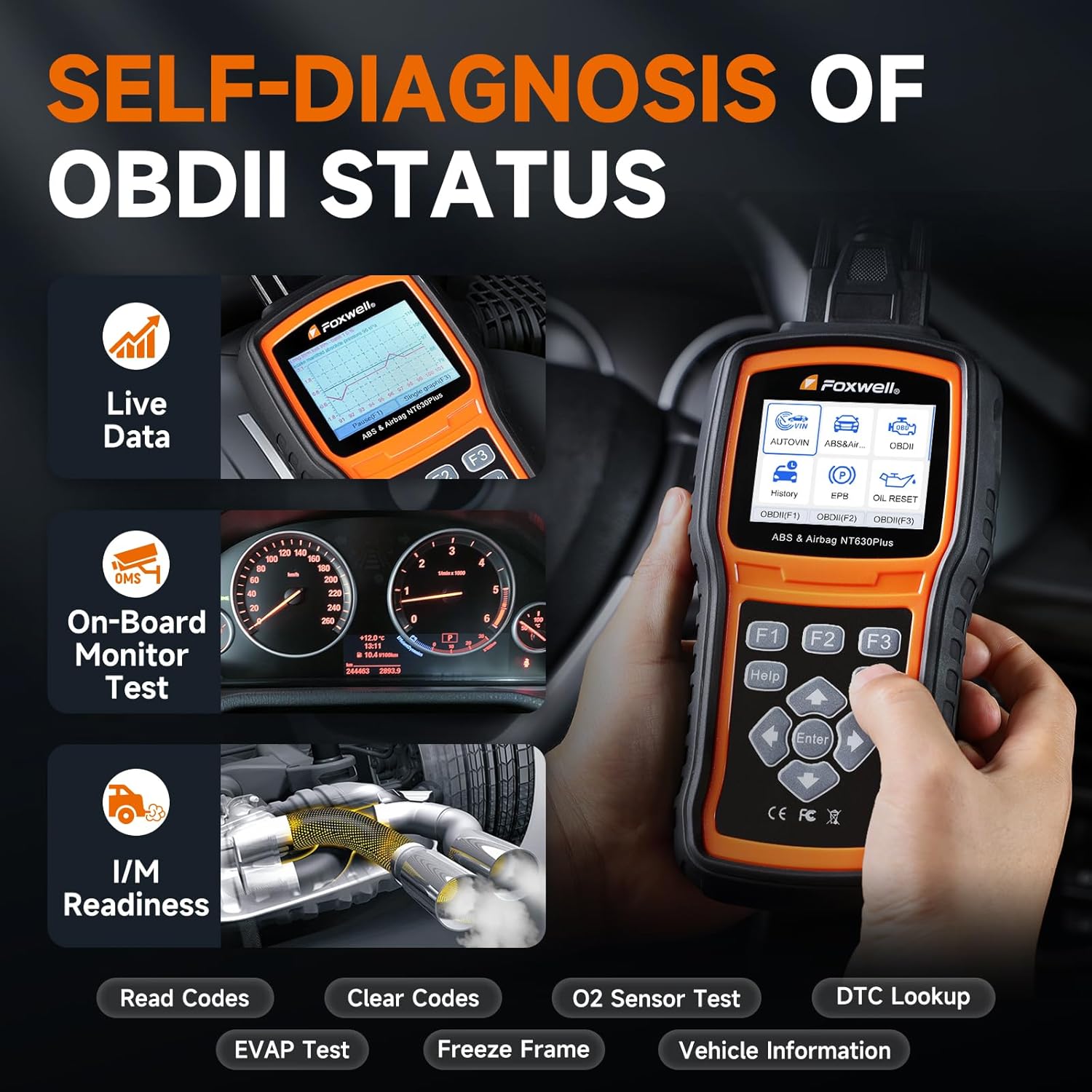 FOXWELL NT630 ELITE OBD2 Engine Diagnostic Scanner ABS+SAS+SRS Airbag Reset Tool Secondary image