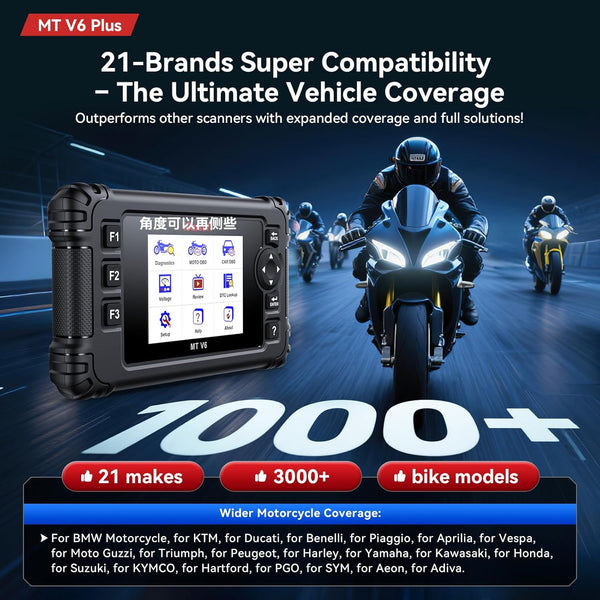 iCarsoft MT V6 Plus Motorcycle OBD2 Diagnostic Tool for 21 Brand Full System ABS