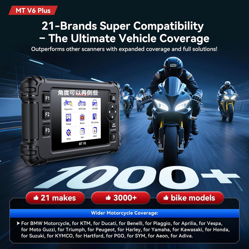 iCarsoft MT V6 Plus Motorcycle OBD2 Diagnostic Tool for 21 Brand Full System ABS