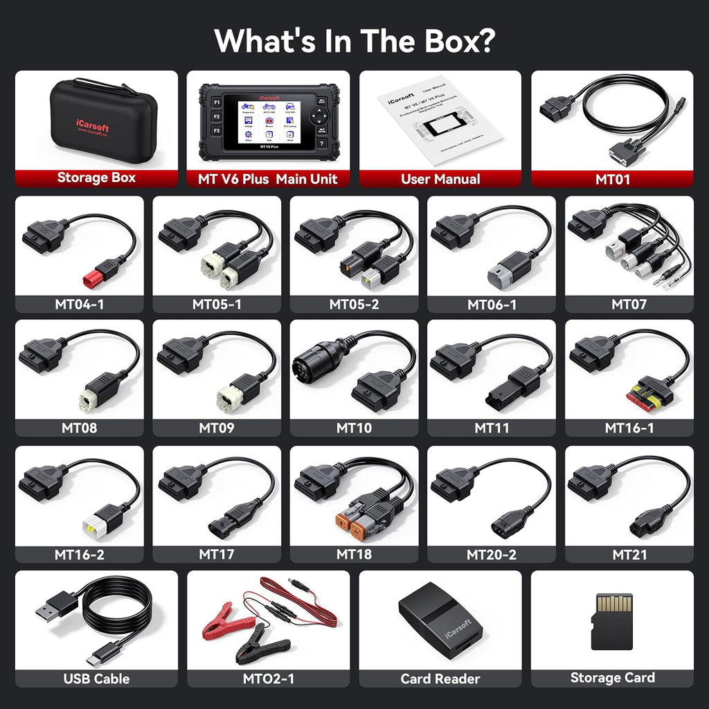 iCarsoft MT V6 Plus Motorcycle OBD2 Diagnostic Tool for 21 Brand Full System ABS