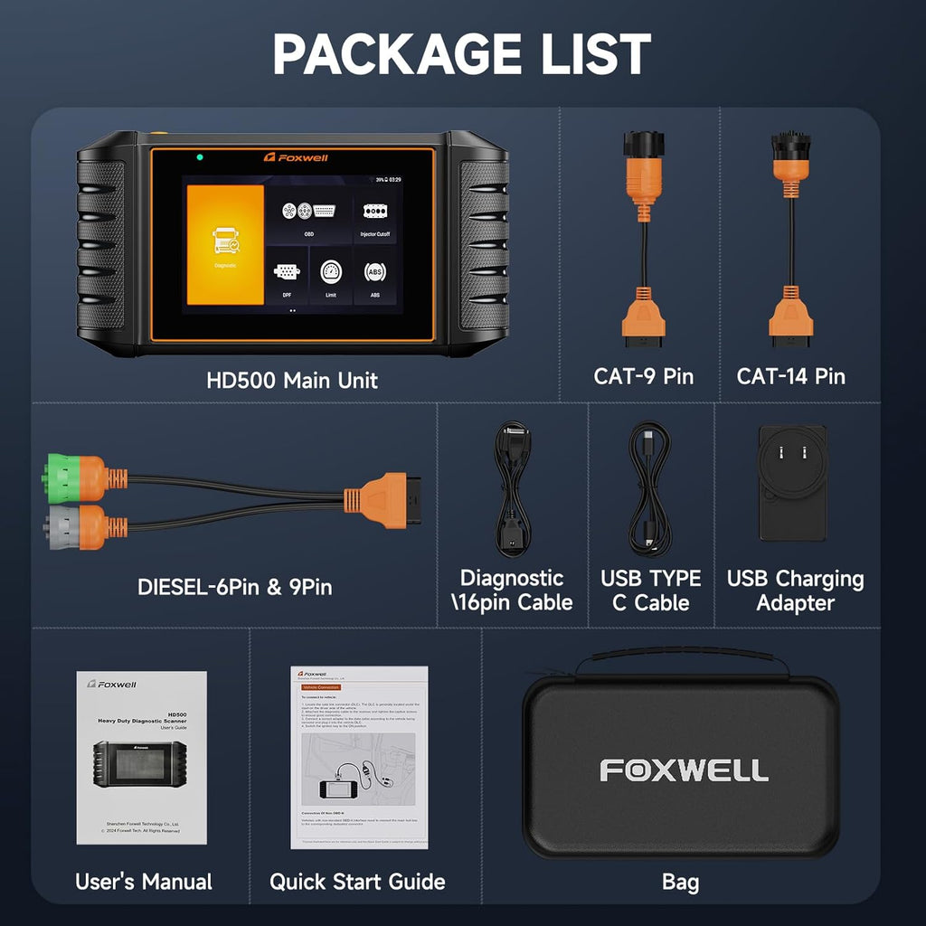 FOXWELL HD500 24V Heavy Duty Truck Diesel Scanner Diagnostic Tool DPF Regen Injector