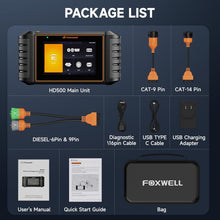 Load image into Gallery viewer, FOXWELL HD500 24V Heavy Duty Truck Diesel Scanner Diagnostic Tool DPF Regen Injector