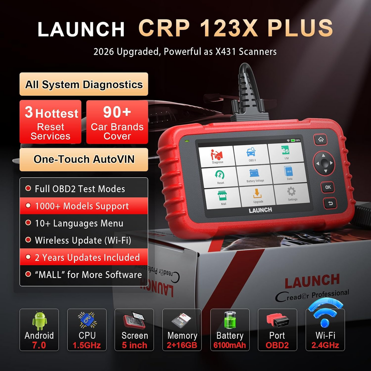 LAUNCH X431 CRP123X plus OBD2 Scanner DIY Code Reader Car Diagnostic Tool
