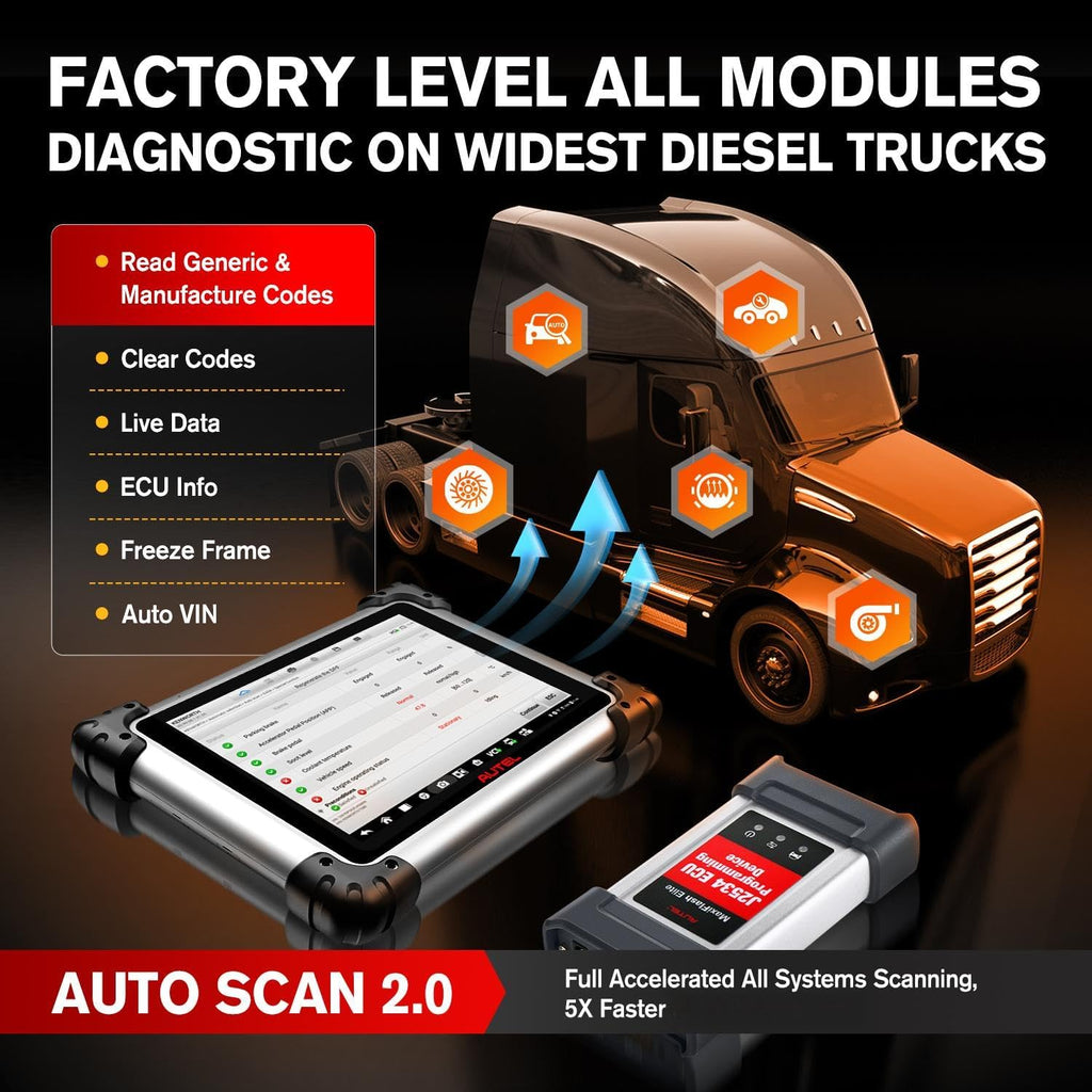 Autel MaxiSys MS908CV II Heavy Duty Truck Diagnostic Scanner J2534 ECU Coding