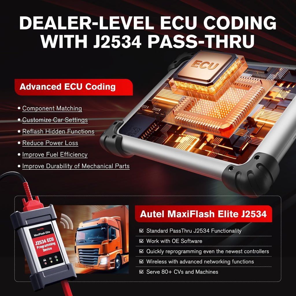 Autel MaxiSys MS908CV II Heavy Duty Truck Diagnostic Scanner J2534 ECU Coding
