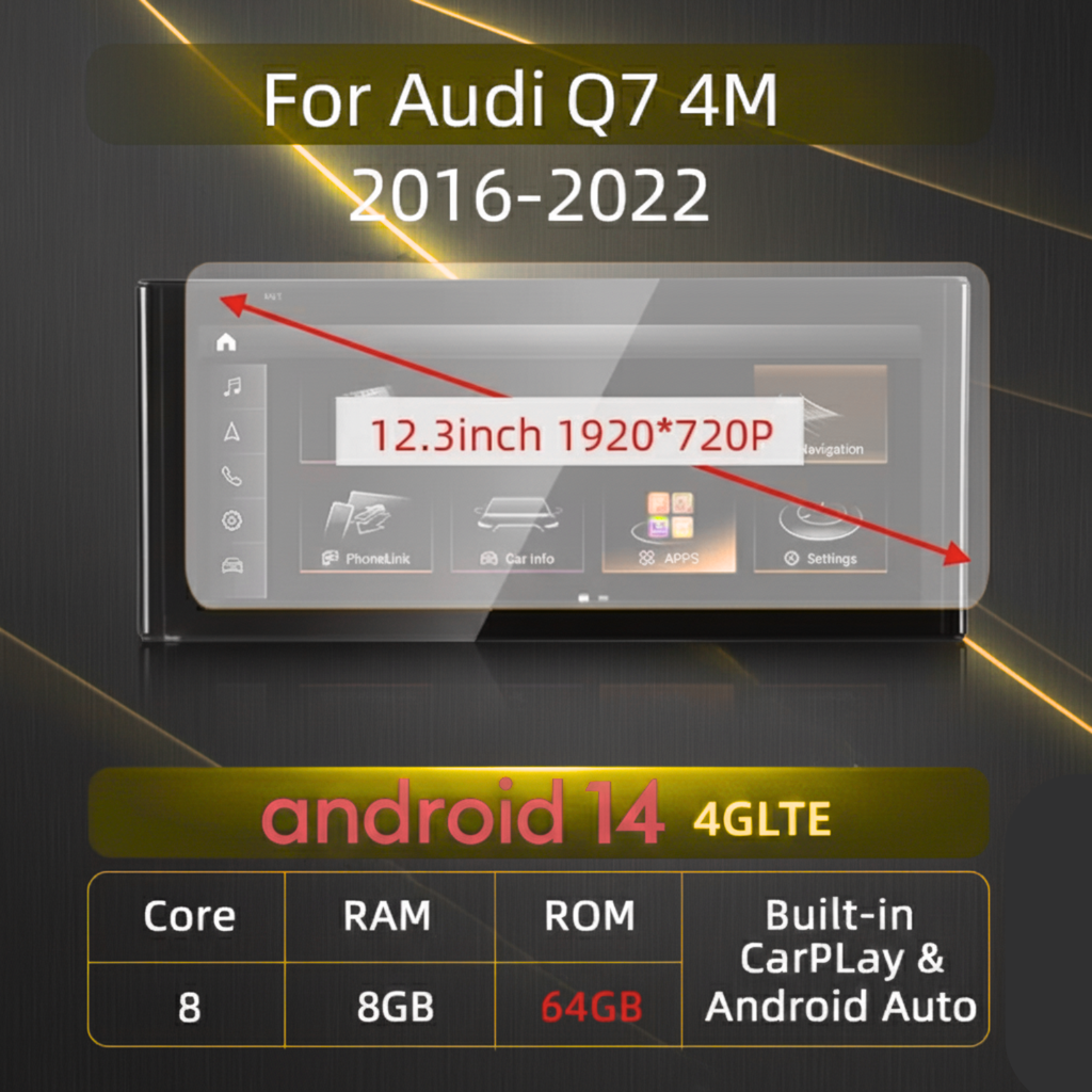 Audi Q7 4M 2016-2022 Android 14 12.3 inch HD Touchscreen CarPlay Android Auto