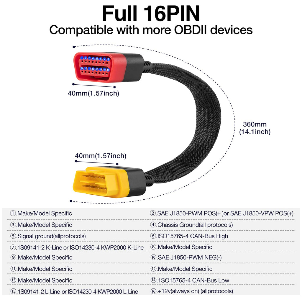Launch OBD2 Extension Cable 16 Pin Male To Female FOR V/V +/PRO /PRO 3/Easydiag