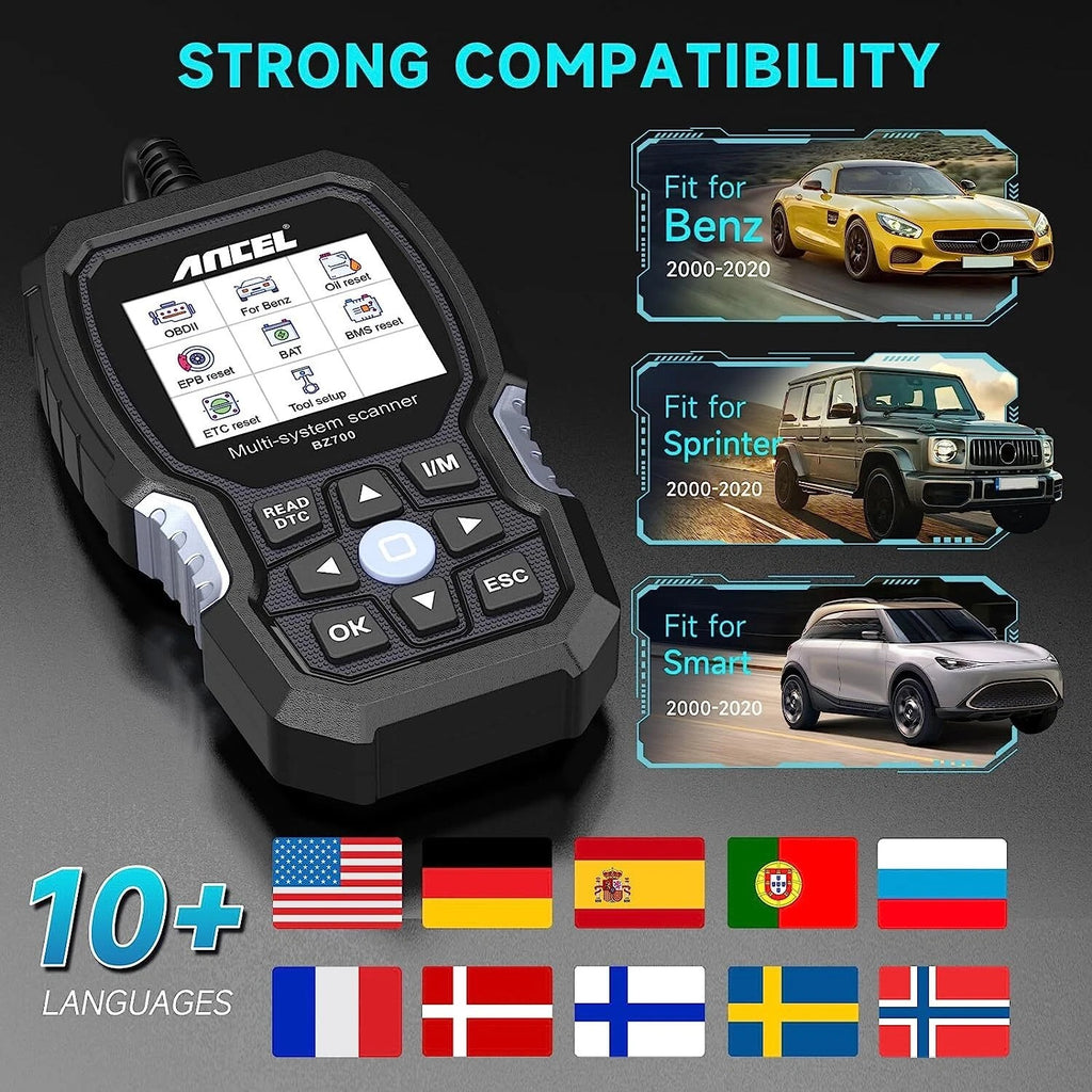ANCEL BZ700 OBD2 Scanner for Mercedes Benz Full System ABS SRS EPB Diagnostic