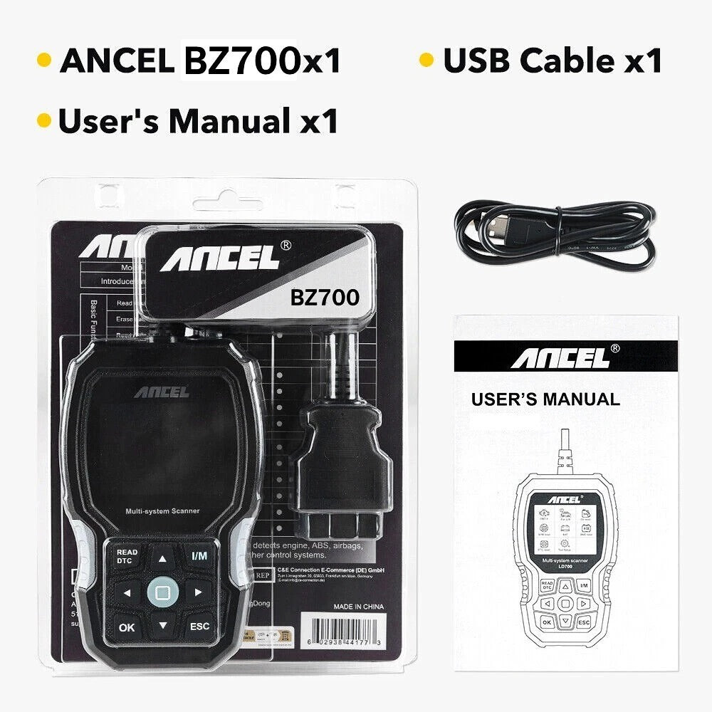 ANCEL BZ700 OBD2 Scanner for Mercedes Benz Full System ABS SRS EPB Diagnostic