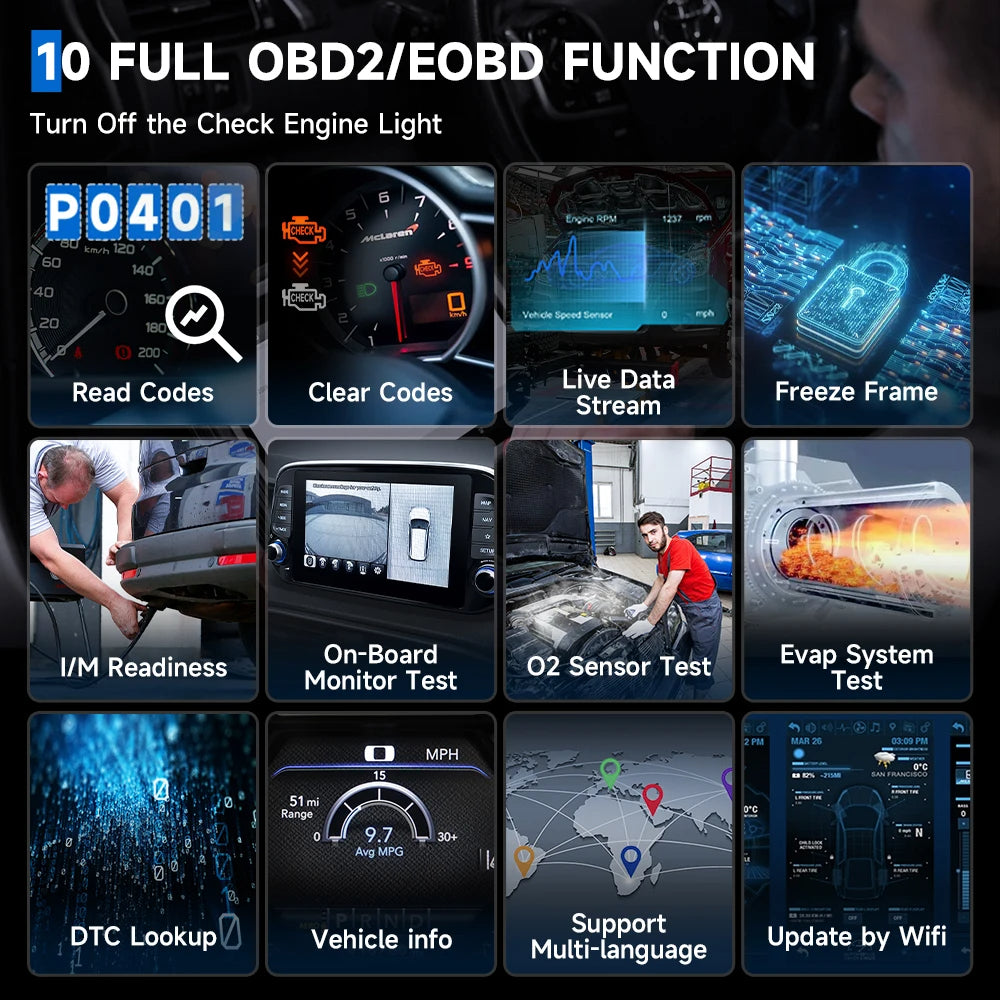 ANCEL FX5000 OBD2 Scanner All System Diagnostic Tool with ABS Bleeding EPB Oil Reset