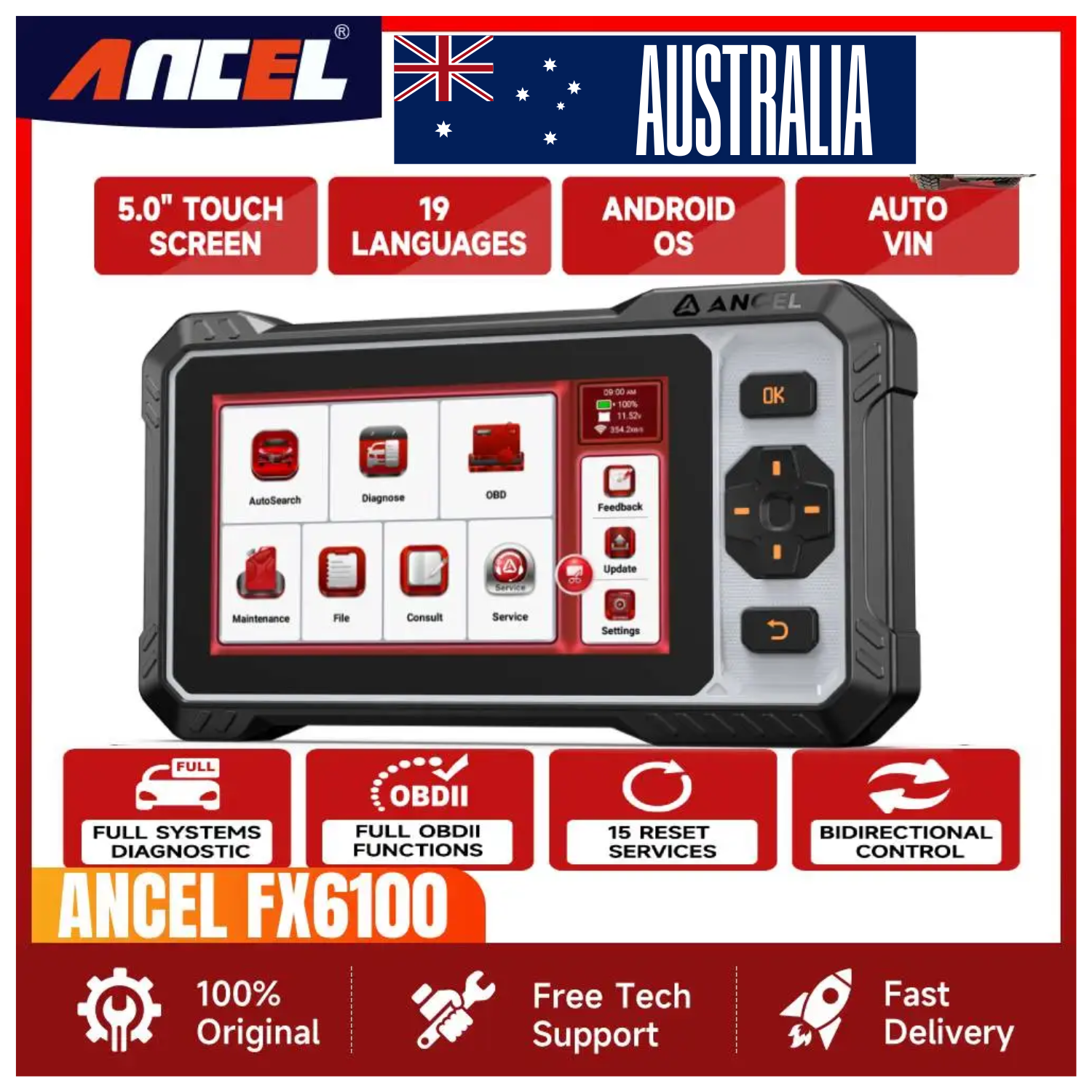 ANCEL FX6100 OBD2 Scanner All System Bidirectional Tool 15 Reset DPF EPB SAS Secondary image
