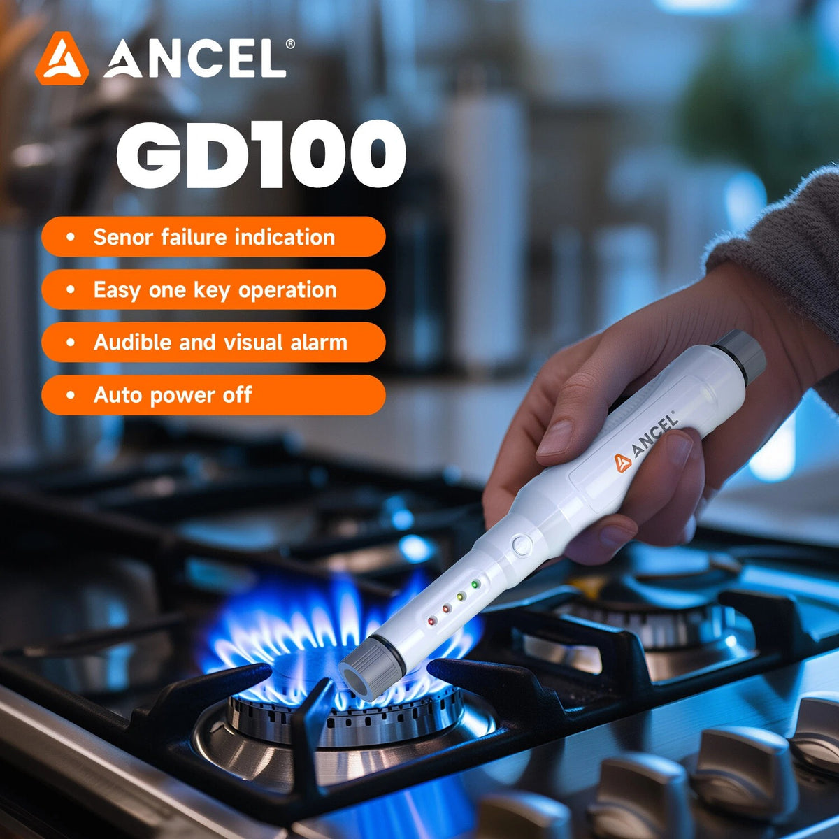 ANCEL GD100 Combustible Gas Leak Detector Pen Alarm 50–10000ppm Methane Tester