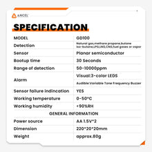 Load image into Gallery viewer, ANCEL GD100 Combustible Gas Leak Detector Pen Alarm 50–10000ppm Methane Tester