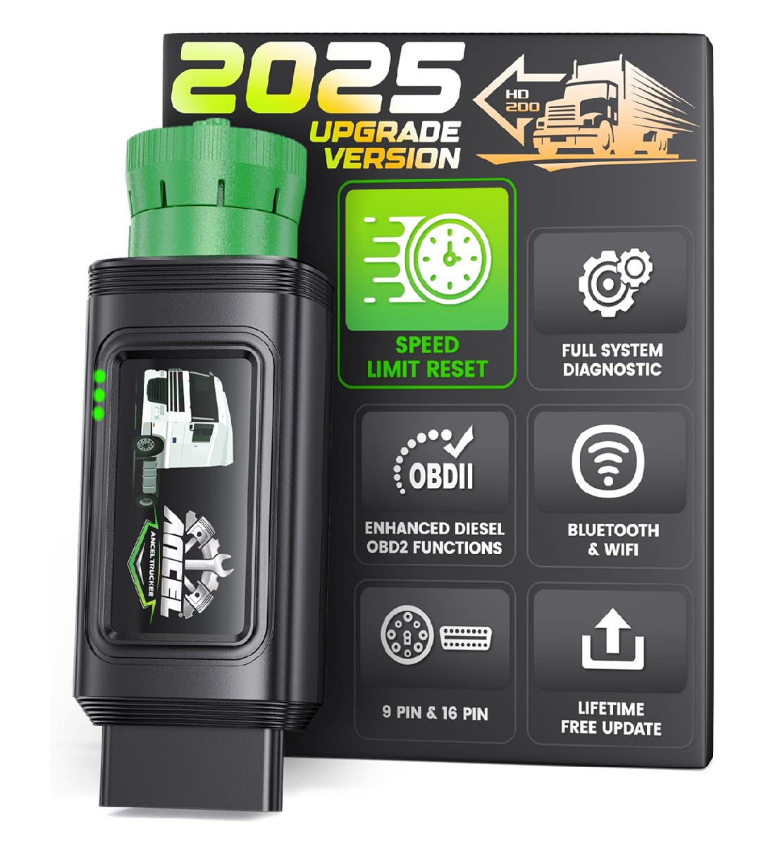 ANCEL HD200 Truck Scanner Bluetooth Tool for Cummins CAT OBD2 Speed Reset Code Main image
