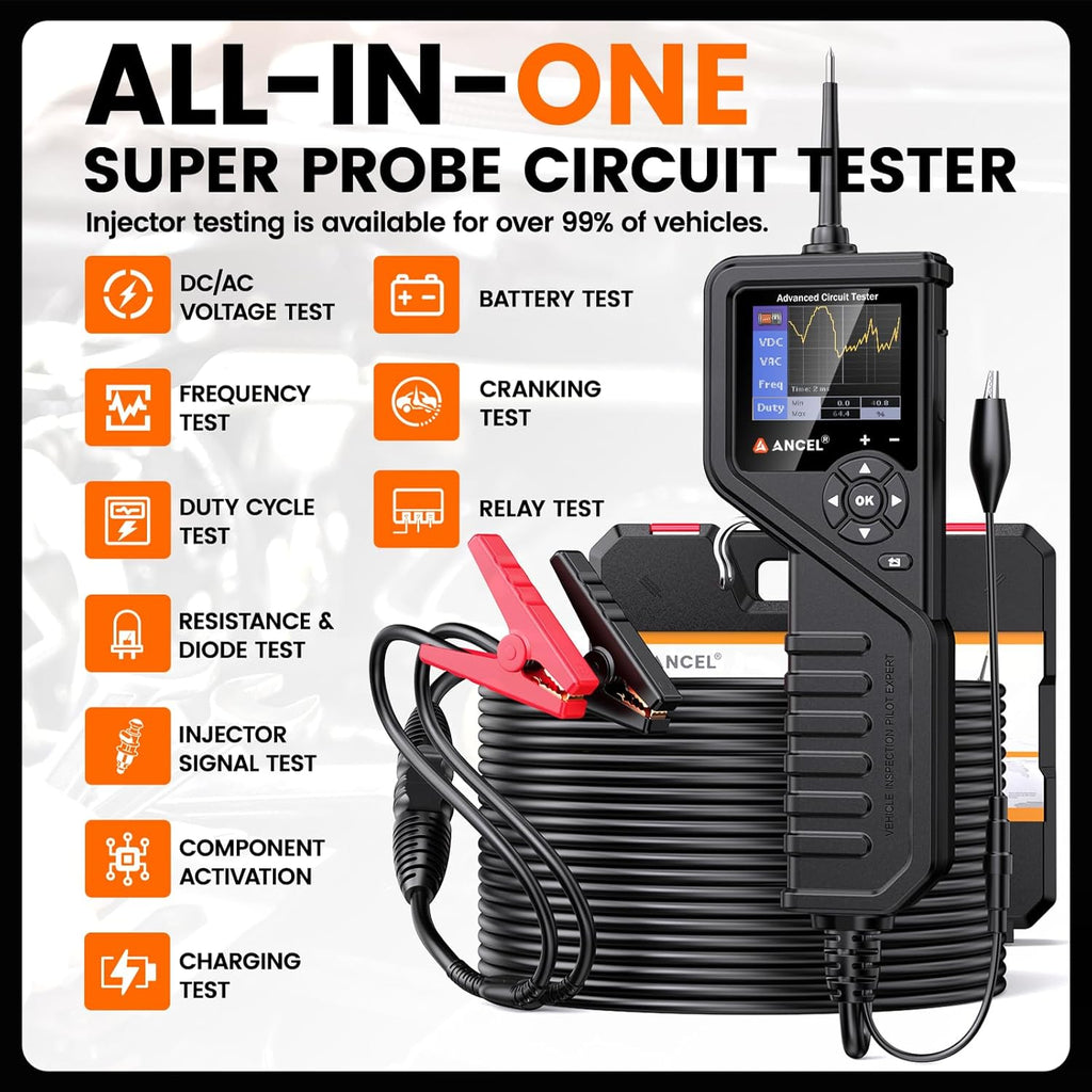 ANCEL PB600 12V 24V Car Circuit Power Probe Tester Relay Injector Battery Tool