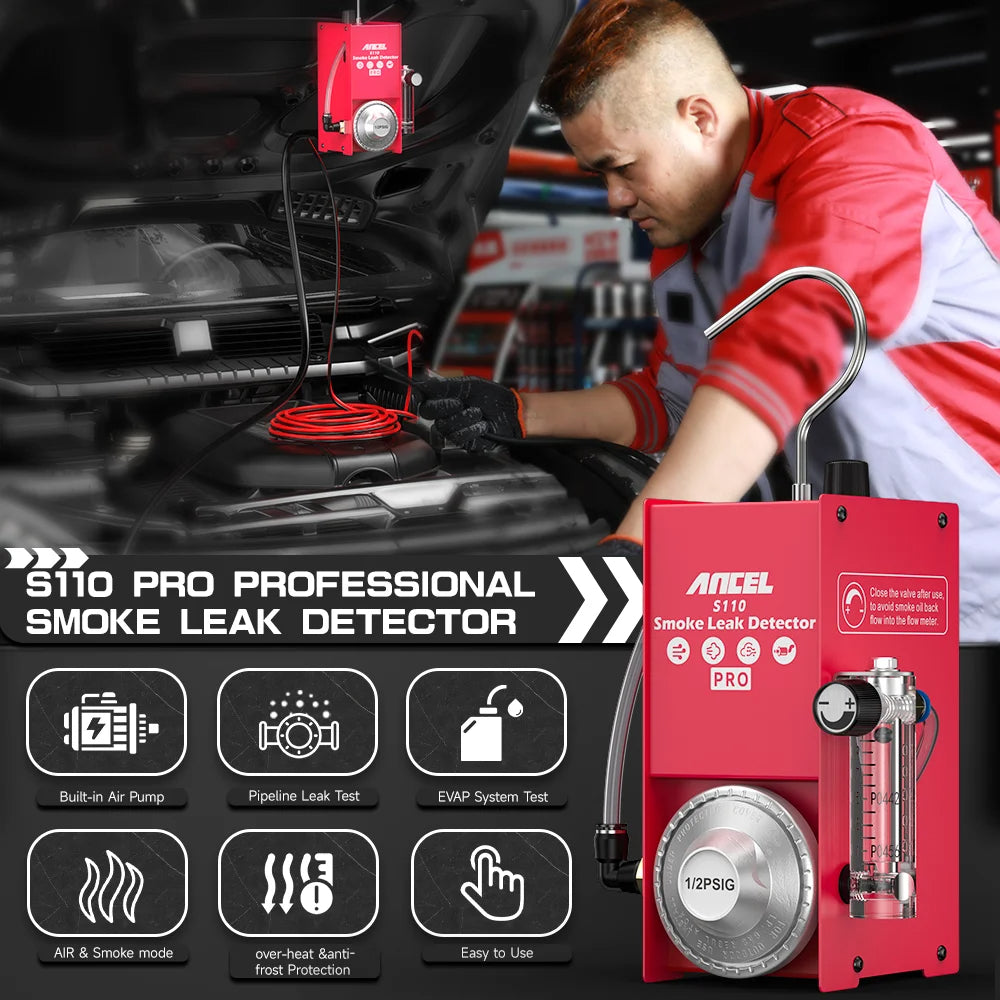 ANCEL S110 Pro EVAP Smoke Leak Detector Car Fuel Pipe Air Pump Diagnostic Tool