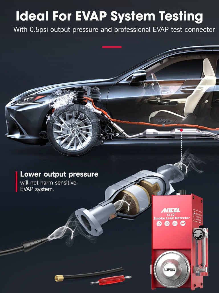 ANCEL S110 EVAP Smoke Leak Detector Car Vacuum Tester Fuel Pipe Diagnostic Tool