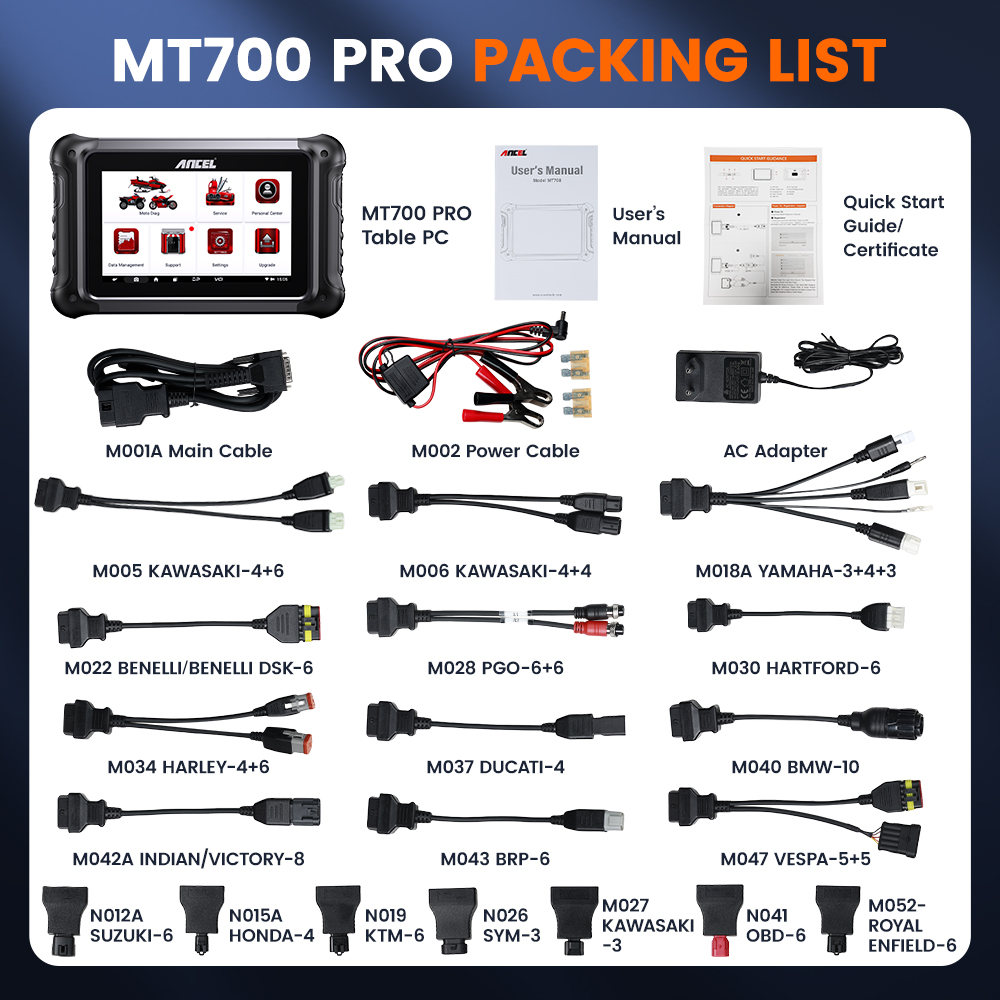 ANCEL MT700 PRO Motorcycle Full System Diagnostic Tool OBD2 Scanner