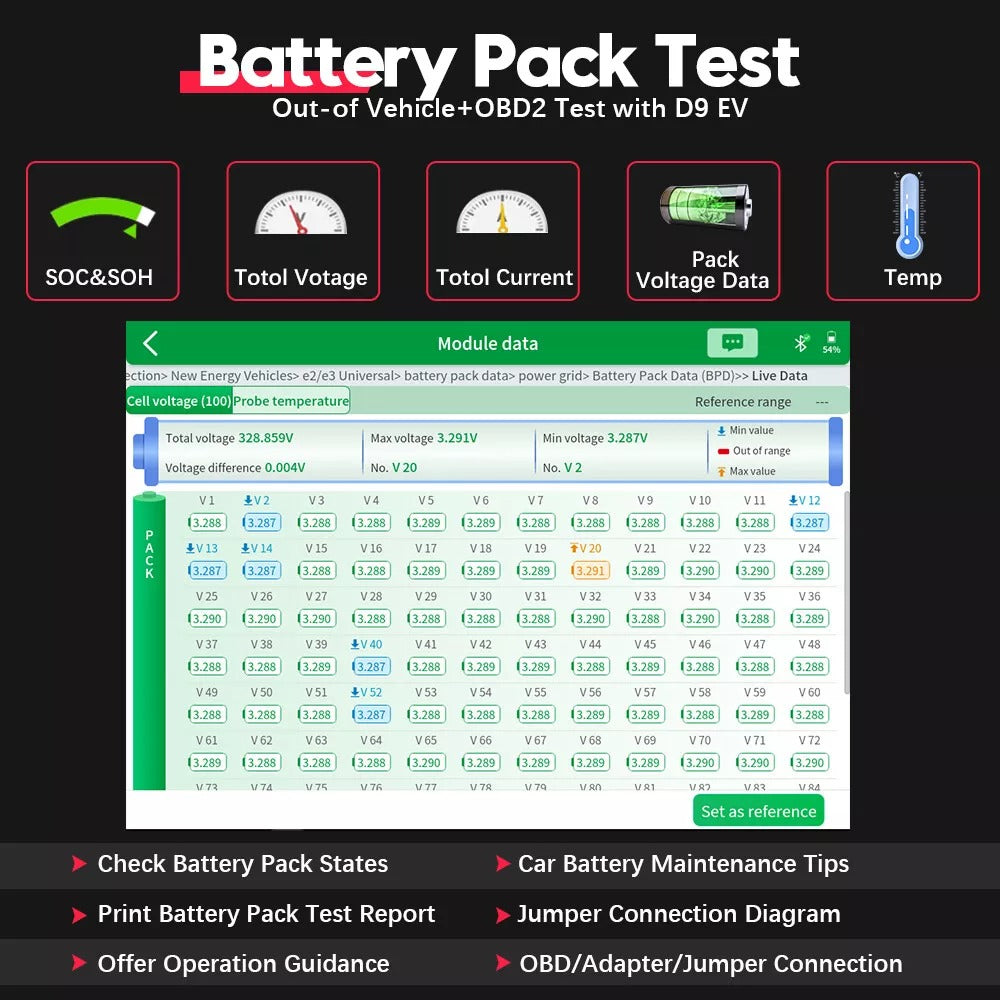 XTOOL D9EV Car Diagnostic tools Energy Vehicles For Tesla For BYD With Battery