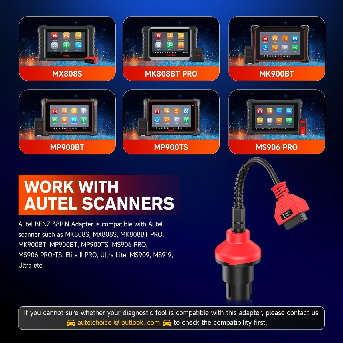 Autel Benz 38Pin Adapter diagnostic Connector for MS908 MS906 DS808