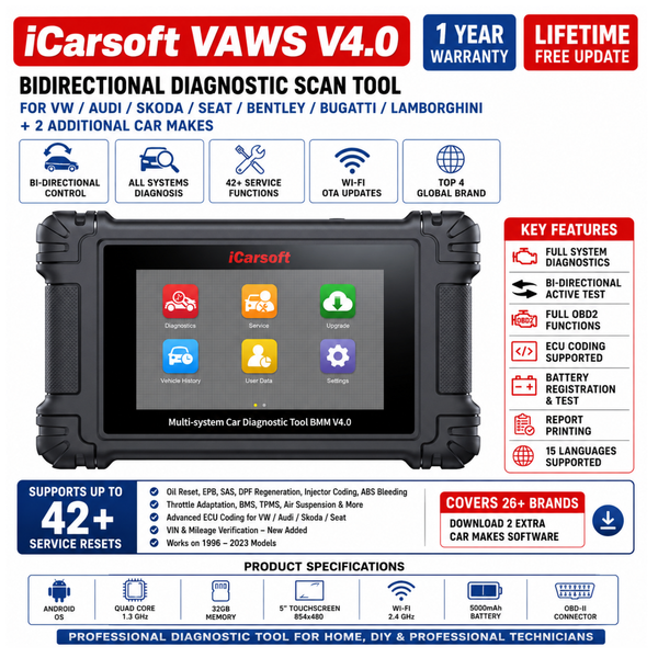 iCarsoft VAWS V4.0 VAG Group OBD2 Diagnostic Scanner ECU Coding Bidirectional Control
