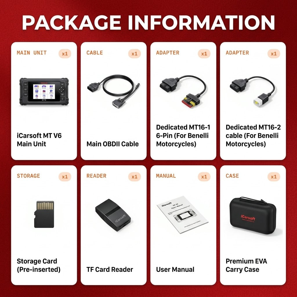 iCarsoft MT V6 Benelli Bike Multi Module Fault Reader ECU ABS Live Diagnostic