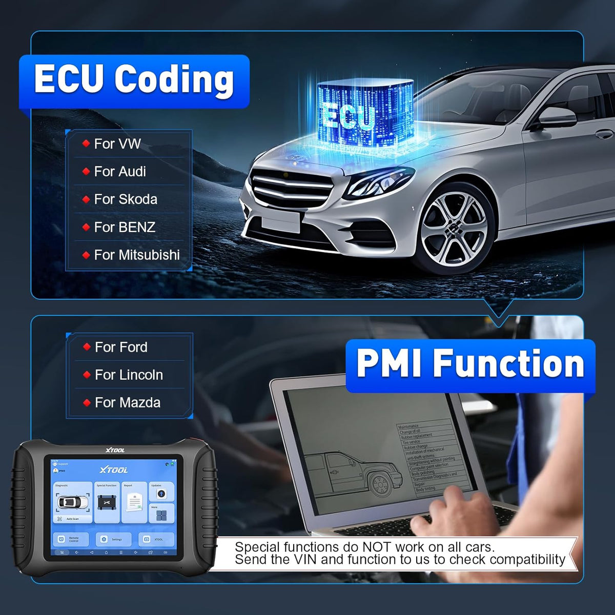 XTOOL IP900BT Auto Bidirectional Diagnostic Scanner ECU Coding Key Programming