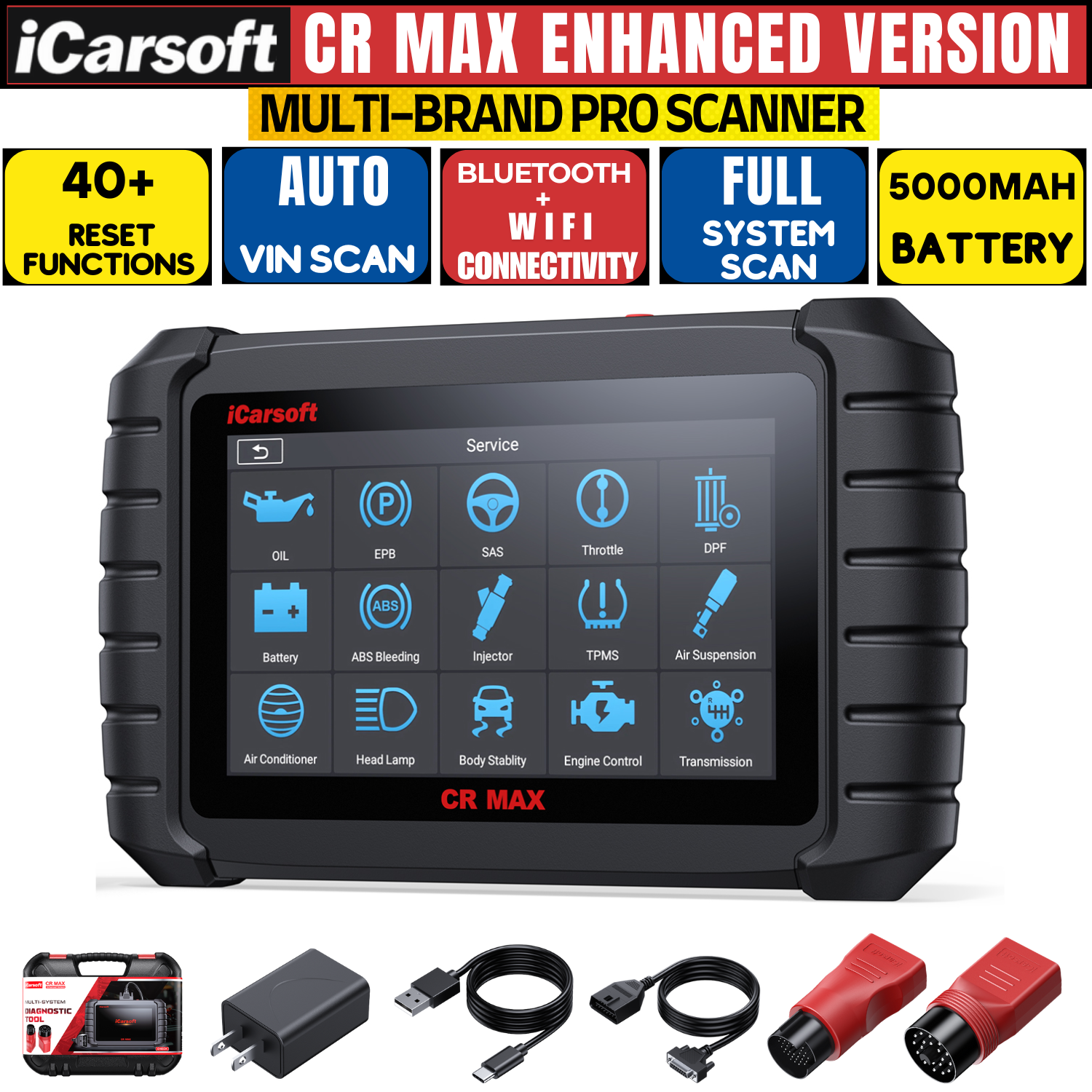 iCarsoft CR MAX Enhanced Multi-System OBD2 Tool Bi-Directional 40 Reset Modes Secondary image
