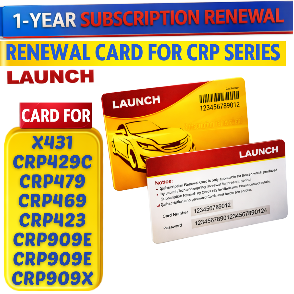 LAUNCH CRP Series 1 Year Software Renewal Card for CRP429C CRP469 CRP479 CRP909X