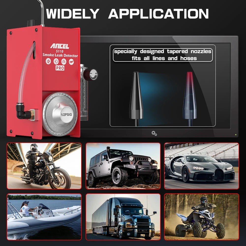 ANCEL S110 EVAP Smoke Leak Detector Car Vacuum Tester Fuel Pipe Diagnostic Tool