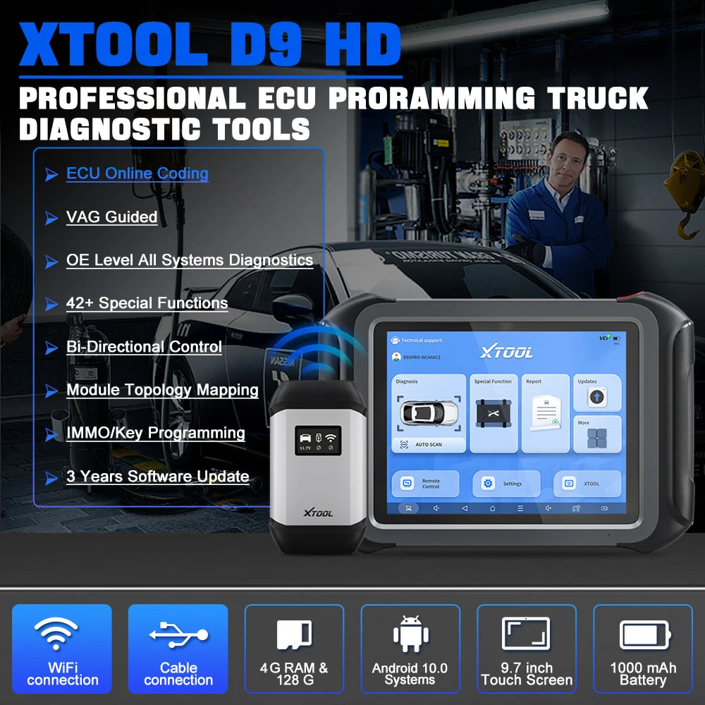 XTOOL D9HD Heavy Duty Truck Scanner Full System Diagnostic Tool