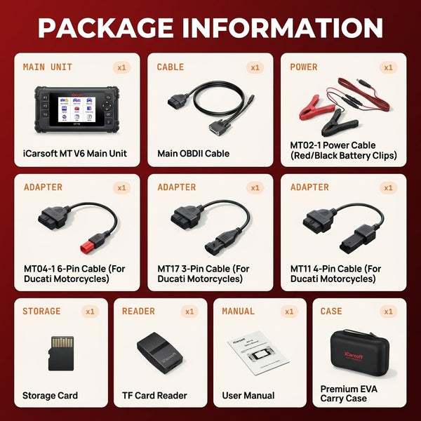 iCarsoft MT V6 Ducati ECU Reader OBDII Scanner ECU Bi-Directional Test Tool