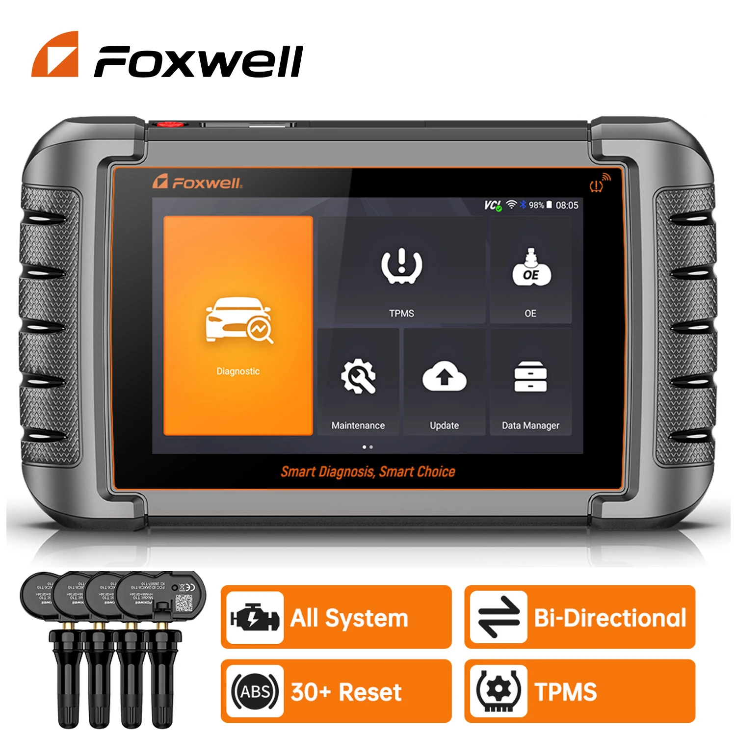 FOXWELL NT809TS OBD 2 Car Diagnostic Tools Tpms Programing A/F DPF BRT 30+ Reset Active Test OBD2 Bluetooth Automotive Scanner Secondary image