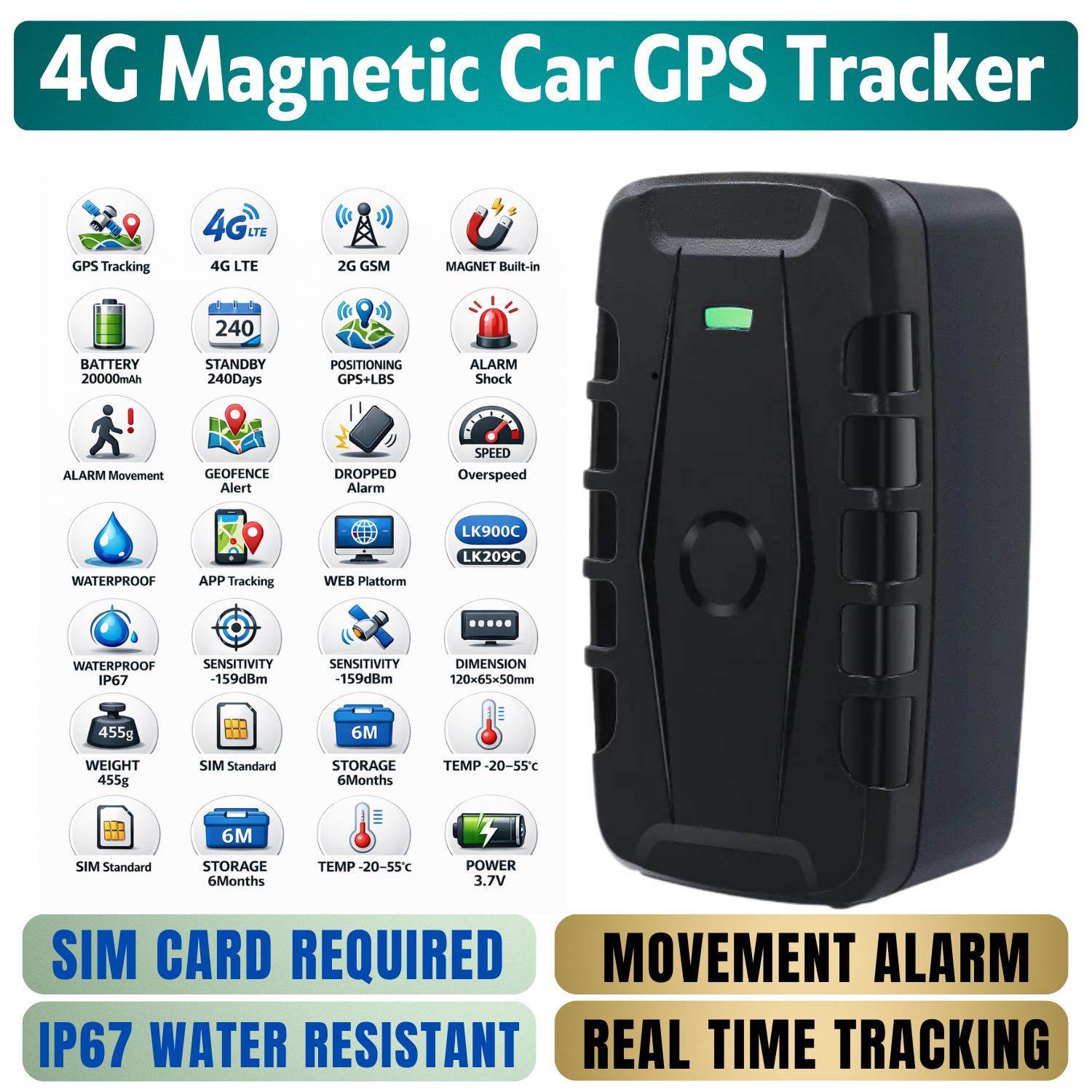 4G Car GPS Tracker Magnetic Long Standby Anti Theft Vehicle Locator Real Tracking Secondary image