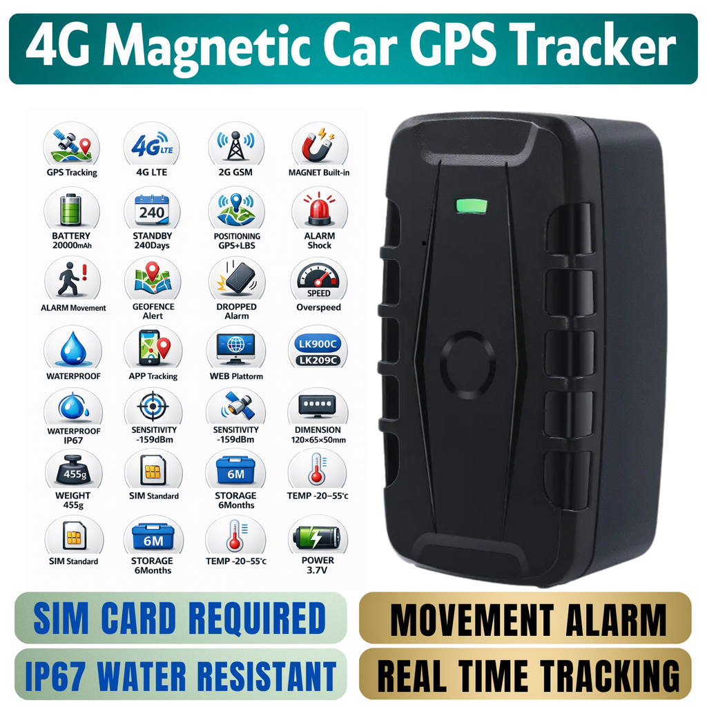 4G Car GPS Tracker Magnetic Long Standby Anti Theft Vehicle Locator Real Tracking