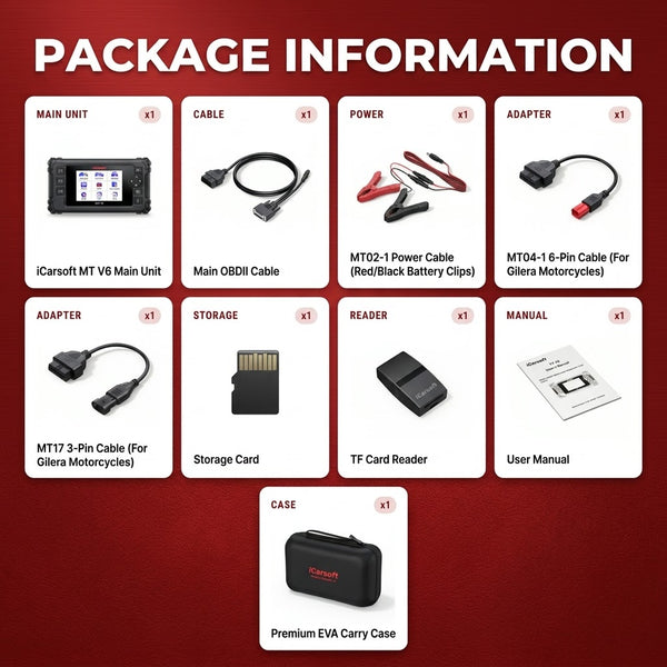 iCarsoft MT V6 for Gilera Full System ECU Reset ABS Bleed Throttle Live Graph