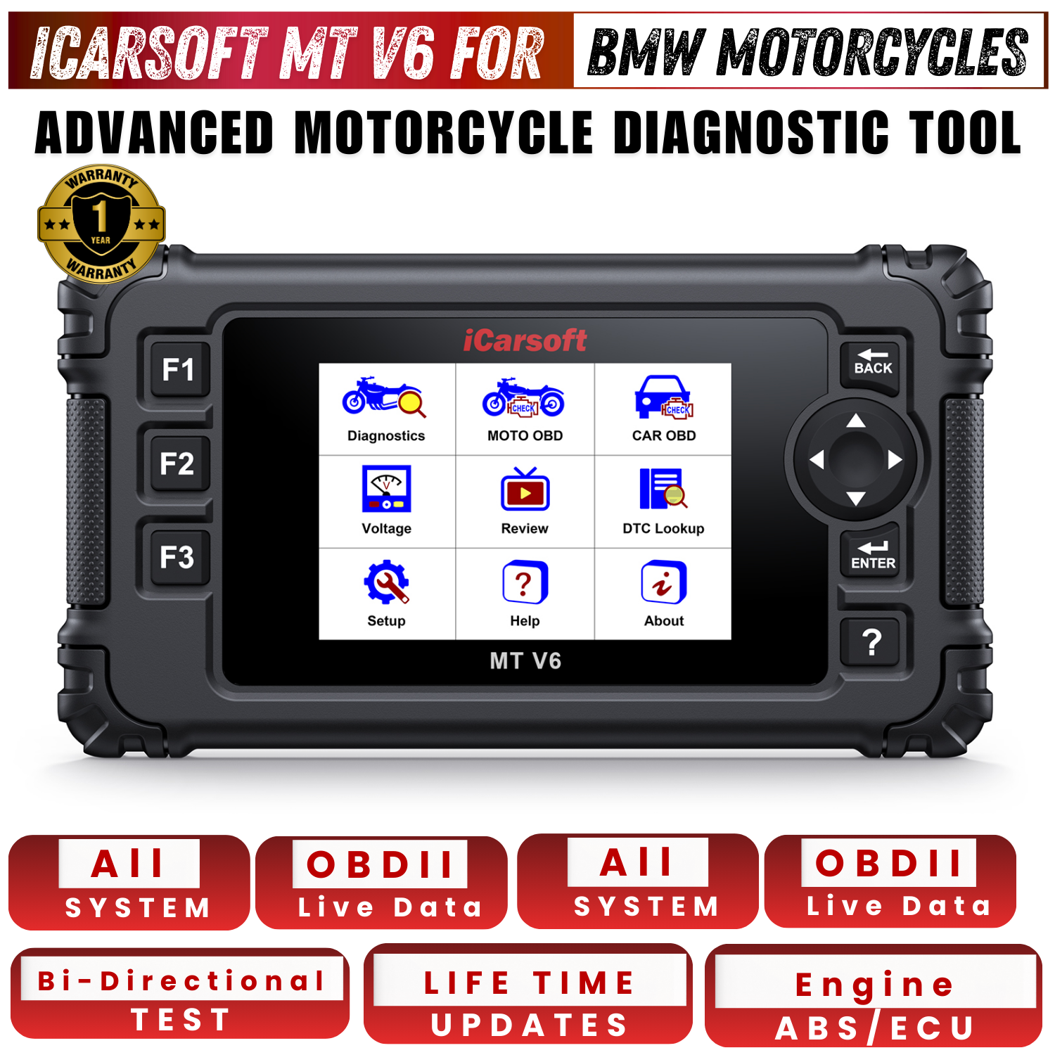 2026  iCarsoft MT V6 BMW Motorcycle Diagnostic Tool OBD2 Scanner MT01 MT10 Cable Secondary image