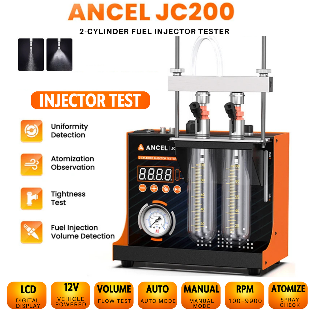 ANCEL JC200 Injector Tester 2 Cylinder Fuel Injection Volume Atomization Test