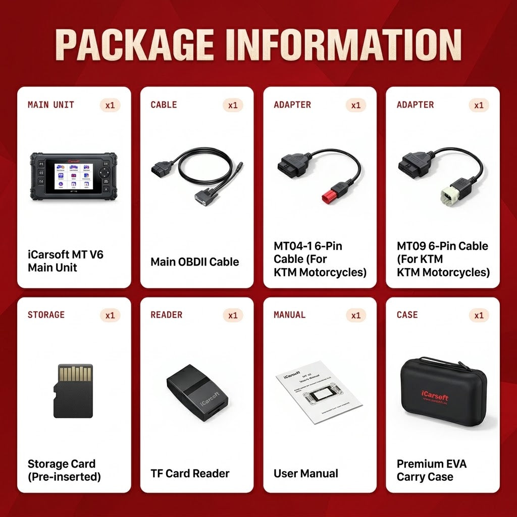 iCarsoft MT V6 Ktm Motorcycle Scan Tool Full System Scanner Lifetime Updates